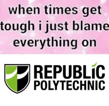 a republic polytechnic logo next to a pink background