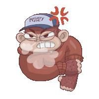 a cartoon monkey with a hat that says mighty joey on it