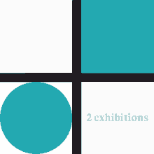 a logo for 2 exhibitions with a blue circle