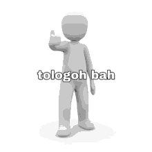 a 3d man giving a thumbs up with the word tologoh bah written on the bottom