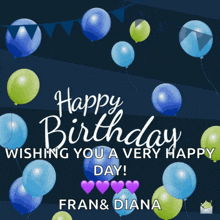 a birthday card wishing fran and diana a happy day