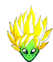 a drawing of an alien with yellow hair