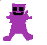 a pixel art of a purple man giving a thumbs up sign .