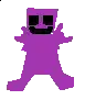 a pixel art of a purple man giving a thumbs up sign .