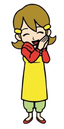 a cartoon of a woman wearing a yellow apron