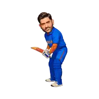 a cartoon of a man holding a cricket bat that says parul university on it