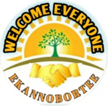 a logo that says " welcome everyone " with a tree in the middle