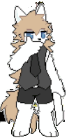 a pixel art drawing of a furry wolf wearing a suit and tie .