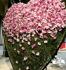 a heart shaped display of pink and white flowers with the words have a nice day