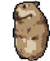 a pixel art drawing of a potato on a white background .