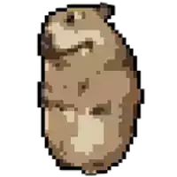 a pixel art drawing of a potato on a white background .