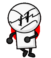 a cartoon drawing of a ball with an angry face and black arms and legs