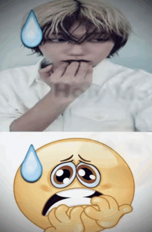 a cartoon smiley face with a tear coming out of its eye