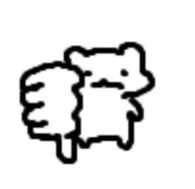 a black and white drawing of a teddy bear giving a thumbs down sign .