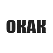 a black and white logo for a company called okay .