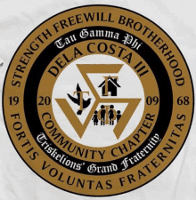 a logo for tau gamma phi delta costa iii community chapter