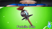 a green background with a picture of a hammer and the words fortnite solo