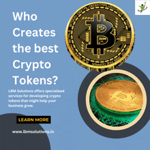 an advertisement for lbm solutions offering services for developing crypto tokens that might help your business grow