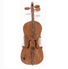 a wooden violin with the letter s on the strings