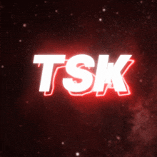 a red background with the word tsk in white