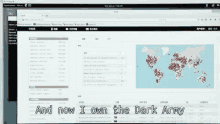 a computer screen with the words " and now i own the dark army " on it