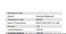 a screenshot of a receipt showing the reference code branch transaction type and credit