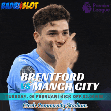 a poster for brentford vs manch city on tuesday february 6th