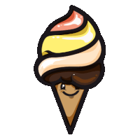 a cartoon ice cream cone with a face on it