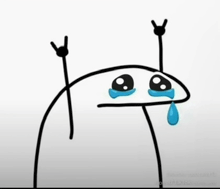 a drawing of a cartoon character with a tear coming out of its eye .