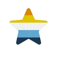 a yellow blue and white star is surrounded by a repeating pattern of picmix