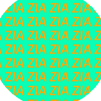 a green circle with orange letters that says zia on it