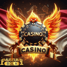 a logo for a casino with a flaming eagle