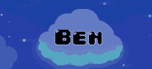 a pixel art of a cloud with the name ben written on it