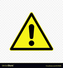 a yellow warning sign with an exclamation point on a transparent background