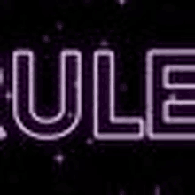 a purple neon sign with the word rule on it .