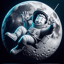 a statue of an astronaut floating in the moon