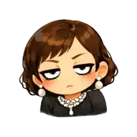 a cartoon of a woman wearing earrings and a necklace