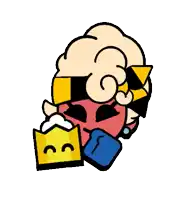 a cartoon character with a crown on his head and a heart shaped bubble .
