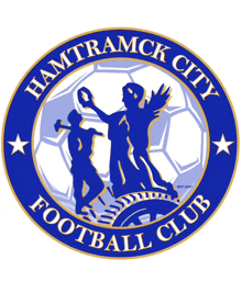 a logo for hamtramck city football club with a soccer ball