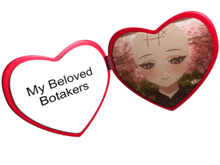 a heart shaped mirror with the words my beloved botakers