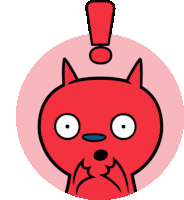 a red cat with a red exclamation point above it 's head