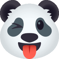 a panda bear with its tongue sticking out