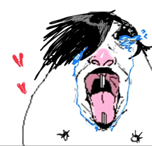 a drawing of a person with their mouth open