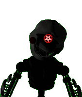 a skeleton with a pentagram on its head