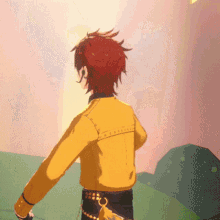 a cartoon character with red hair and a yellow jacket