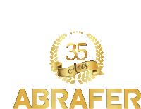 a gold logo for abrafer with a laurel wreath and ribbon