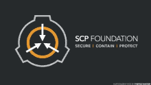 a logo for the scp foundation that says secure contain and protect