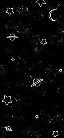 a black background with white stars and planets on it