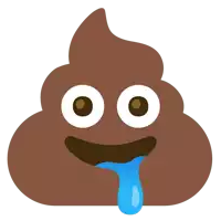 a cartoon illustration of a pile of poop with a blue tongue sticking out