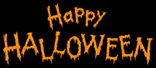 a black background with the words happy halloween written in orange letters